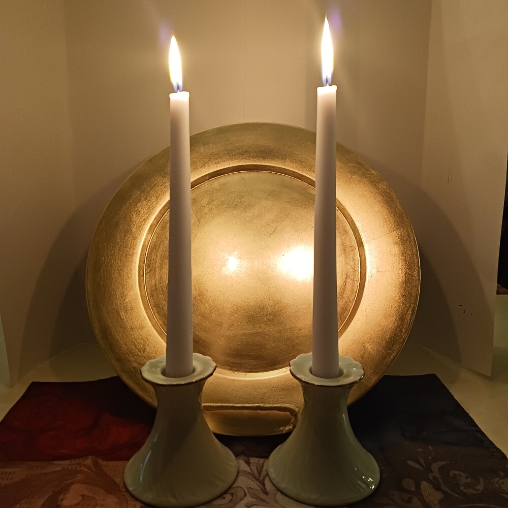 Crown Classics Candleholders - Whitehall Fine Porcelain with 18K Gold Rim